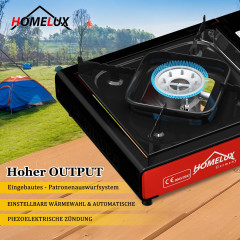 HOMELUX HOMELUX Gaskocher Campingkocher Gaskocher 2,2KW+227g Gaskartuschen Camping Kocher, (4-St), 2,2 KW  Газовая плита HOMELUX походная газовая плита 2,2 кВт + газовые баллончики 227 г походная плита, (4 шт.), 2,2 кВт