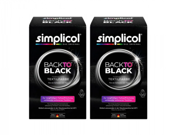 Simplicol Textilfarbe Back to Black Farberneuerung 2stk Текстильная краска для восстановления черного цвета ткани, 400 г x 2 упаковки