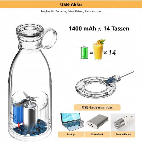 iceagle iceagle Akku-Smoothie-Maker 350ml Mini-Mixer, frischer Saft, kleiner Mixer mit USB, 20000r/min, 304 sus, leicht zu tragen, Anti-False-Touch  Беспроводная смузи-мейкер Iceagle, мини-блендер на 350 мл, свежий сок, небольшой блендер с USB, 20000 об/м