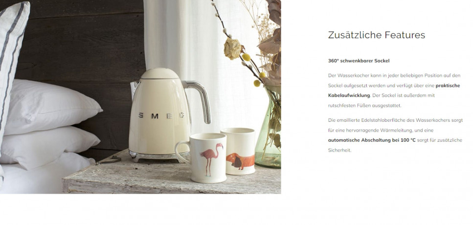 SMEG SMEG Wasserkocher SMEG Wasserkocher mit Temperatureinstellung 50-100°C Edelstahl Kocher, 2400,00 W, 360°Basis elektrischer Wasser Kocher mit Temperatureinstellung Metall  Чайник SMEG Чайник SMEG с регулировкой температуры 50-100°C Плита из нержавеюще