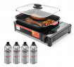HOMELUX HOMELUX Gaskocher Camping Gasgrill+Grillpfanne+Glasdeckel+Gaskartuschen Campinggrill, (4-St), 2,2KW  Газовая плита HOMELUX походный газовый гриль + сковорода-гриль + стеклянная крышка + газовые баллончики походный гриль, (4 шт.), 2,2 кВт