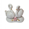 Capodimonte Фарфоровая статуэтка позолоченная "Два лебедя и роза", 9см x 7см, Италия, 1960-70гг.