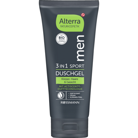 Alterra 3in1 Sport Dusch-Shampoo Koffein & Bio-Lemongras Шампунь и гель для душа 2в1 Кофеин и Лимонник с органическим лимоном 250 г