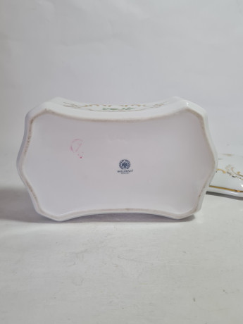Шкатулка винтажная Hollohaza с зеленым узором, фарфор, 16 х 10 см, Венгрия, 1960-70гг.