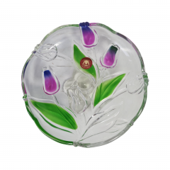 Тарелка сервировочная винтажная Walther Glas &quot;Тюльпаны&quot;, стекло, 18 см, Германия, 1970-80гг.