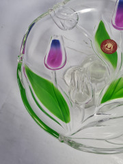 Тарелка сервировочная винтажная Walther Glas &quot;Тюльпаны&quot;, стекло, 18 см, Германия, 1970-80гг.
