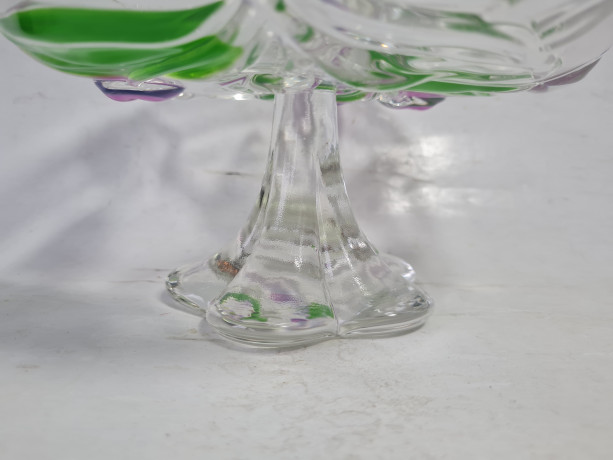 Тарелка сервировочная винтажная Walther Glas "Тюльпаны", стекло, 18 см, Германия, 1970-80гг.