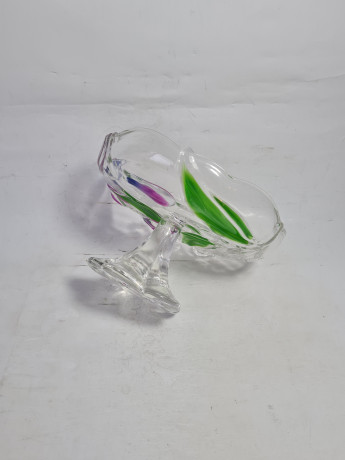 Тарелка сервировочная винтажная Walther Glas "Тюльпаны", стекло, 18 см, Германия, 1970-80гг.