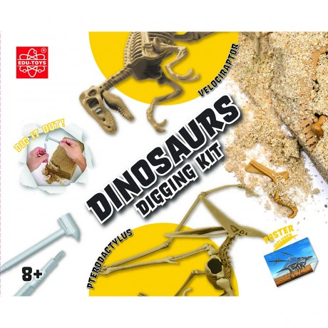 Edu-Toys Grosses 2in1 Dinosaurier Ausgrabungsset mit Werkzeug Velociraptor und Prerodactylus in schwerem Sandblock Большой набор для раскопок динозавров 2 в 1 с инструментами Velociraptor и Prerodactylus в тяжелом песчаном блоке