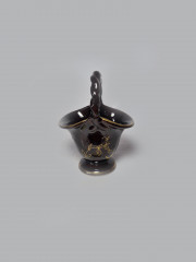 Jasba Keramik Керамическая корзинка с ручкой черная с позолотой, 13 x 9,5 см, Германия, 1960-70гг.