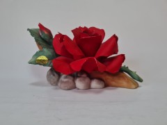 Статуэтка винтажная большая Capodimonte &quot;Алая роза и бутон&quot;, фарфор,10 х 20 см, Италия, 1960-70гг.