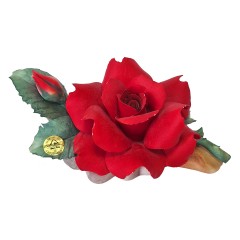 Статуэтка винтажная большая Capodimonte &quot;Алая роза и бутон&quot;, фарфор,10 х 20 см, Италия, 1960-70гг.