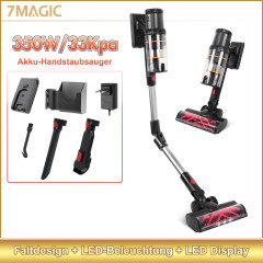 7Magic 7Magic Akku-Handstaubsauger 33000PA, Kabelloser Faltbarer Stabstaubsauger, Tierpflege, 60 Min. Autonomie, Kontrollanzeige, LED-Leuchte, 0,8L Staubbehalter  Беспроводной ручной пылесос 7Magic 33000PA, беспроводной складной пылесос, уход за животными