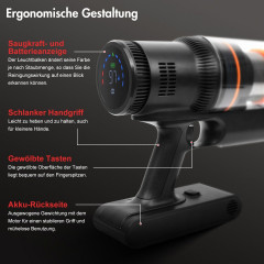7Magic 7Magic Akku-Handstaubsauger 33000PA, Kabelloser Faltbarer Stabstaubsauger, Tierpflege, 60 Min. Autonomie, Kontrollanzeige, LED-Leuchte, 0,8L Staubbehalter  Беспроводной ручной пылесос 7Magic 33000PA, беспроводной складной пылесос, уход за животными