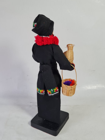 Кукла винтажная в национальном костюме, деревян. подставка, 26 x 11 см, Тайланд, 1960-70гг.