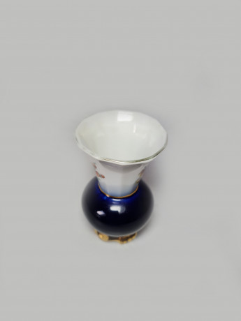 Thuringen Вазочка сине-белый фарфор с цветочным рисунком, 8 x 5,5 см, Германия, 1960-70гг.