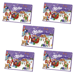 Milka Adventskalender 5STK Авдент-календарь 2024, 24 сладких сюрприза, ‎39см x 26см, 200 грамм x 5 штук