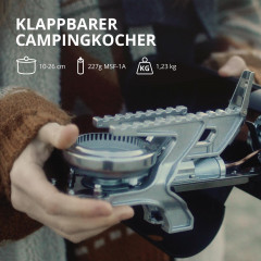 EVOCAMP EVOCAMP Gaskocher faltbar, kompatibel mit 227g Gaskartuschen, inkl. Tragetasche  Складная газовая плита EVOCAMP, совместимая с газовыми баллончиками 227 г, включая сумку для переноски.