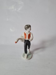 Hollohaza Porcelain Коллекционная керамическая фигурка &quot;Мальчик Нильс с гусем&quot;, 13смx8см, Венгрия, 1960-70гг.