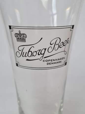 Бокал для пива винтажный Tuborg Beer, стекло, 18 x 8 см, Германия, 1960-70гг.