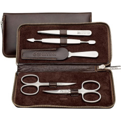 ERBE Manicure-Etui mit Druckknopf, 5-teilig. Braun  Маникюрный футляр с кнопкой, 5 шт. Коричневый
