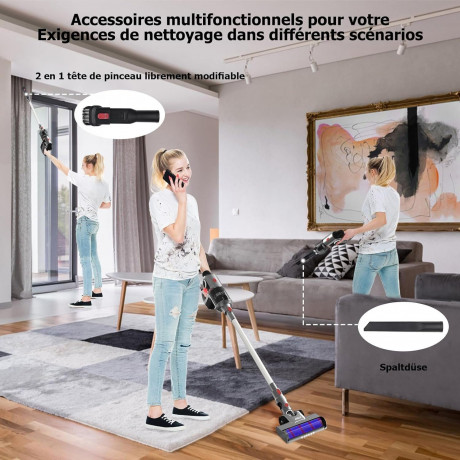 AMCK AMCK Akku-Hand-und Stielstaubsauger, 300,00 W, Beutellos, Leichter Kabelloser Staubsauger mit Wandhalterung, Abnehmbarer Akku  Беспроводной ручной пылесос AMCK, 300,00 Вт, без мешка, легкий беспроводной пылесос с настенным креплением, съемный аккумул