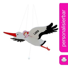 goki Schwingtier Storch rosa mit Name personalisiert Качающийся аист
