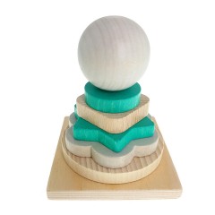 HESS Holzspielzeug Stapelturm turkis Деревянная башня для укладки игрушек бирюзового цвета