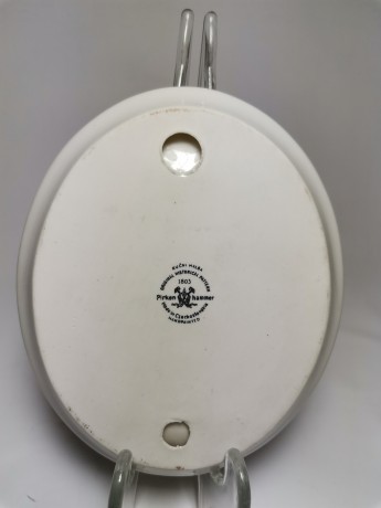 Pirken Hammer Gentlemen, Пиркен Хаммер Декоративная винтажная тарелка "Встреча джентльменов", фактурный фарфор, 14см х 11см, Чехословакия 1950г.