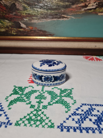 Шкатулка винтажная Delft Blue Holland, фарфор, ручная роспись, 3,5 x 7 x 5 см, Голландия, 1960-70гг.