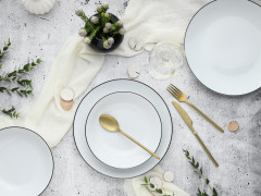 Creatable Creatable Tafelservice 12-tlg. LUNA BLACK LINE Weiss Сборный обеденный сервиз 12 шт. ЛУНА ЧЕРНАЯ ЛИНИЯ