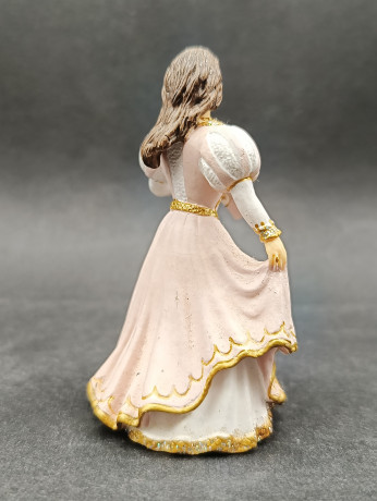 Статуэтка винтажная миниатюрная Schleich "Женщина в розовом платье с веером", фарфор, 9 х 6 см, Китай, 1960-70гг.