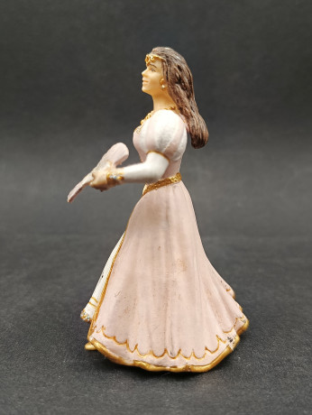 Статуэтка винтажная миниатюрная Schleich "Женщина в розовом платье с веером", фарфор, 9 х 6 см, Китай, 1960-70гг.