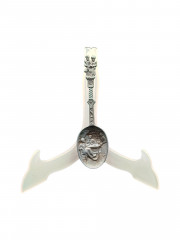 Ложка винтажная Jan Steen Pewter, сувенирная, с объемным декором, фигурками на ручке, олово, 17.5 см, Голландия, 1950-60гг.