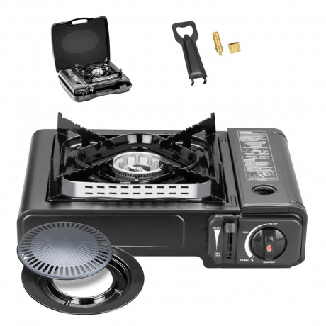 Mianova Mianova Gaskocher 1 Flammig Campingkocher LPG Anschluss Grillplatte, Outdoor BBQ Barbecue Grill Gas Camping Herd Kocher Tischgrill Notfall Campingherd Notfallkocher Gaskocher  Газовая плита Mianova 1 походная печь с пламенем для подключения сжижен