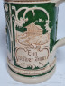 Немецкая пивная кружка винтажная W.Germany в бежево-зеленых тонах, керамика, 0.5 л, 15.5 см, Германия, 1970-80гг.