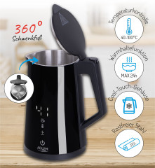 JUNG JUNG Wasserkocher ADLER AD1345S Wasserkocher mit Temperatureinstellung Digital Kettle, 1.7 l, 2200 W, LED Touch Display Digital, 2200W, Edelstahl Kocher Cool Touch Kettle  Чайник JUNG Чайник ADLER AD1345S с регулировкой температуры, цифровой чайник, 
