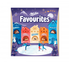 Milka Adventskalender Favourites 5STK Авдент-календарь 2024, 24 сладких сюрприза, ‎35см x 35см, 5 штук х 206 грамм