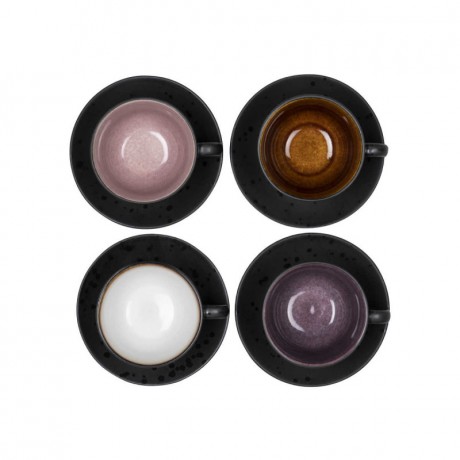 Bitz Bitz Gastro black / light Tasse 0,22 L mit Untertasse 10 cm Set 4-tlg. Чашка Bitz Gastro черная/светлая 0,22 л с блюдцем 10 см, набор из 4 шт.