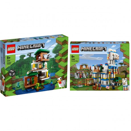 LEGO 2er Set НАБОР ЛЕГО: Minecraft 21174 Современный домик на дереве + 21188 Деревня Ламы