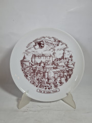Тарелка декоративная винтажная Mitterteich Bavaria &quot;Нюрнберг. 10 лет верности&quot;, сувенирная, фарфор, 24.5 см, Германия, 1980-90гг.