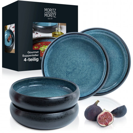 Moritz & Moritz Moritz & Moritz  Suppenteller 4-tlg. REACTIV blau Суповые тарелки Moritz &amp; Moritz 4 шт. РЕАКТИВНЫЙ
