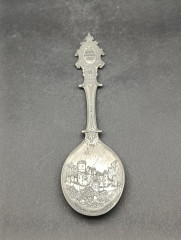 Ложка винтажная WMF Zinn &quot;Замок Штольценфельс&quot;, юбилейная, олово, 19 см, Германия, 1987 год.