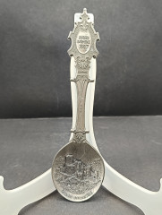 Ложка винтажная WMF Zinn &quot;Замок Штольценфельс&quot;, юбилейная, олово, 19 см, Германия, 1987 год.