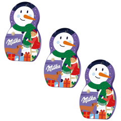 Milka Adventskalender 3STK Авдент-календарь 2024 Снеговик, 24 сладких сюрприза, ‎28см x 43см, 3 штуки 213 грамм