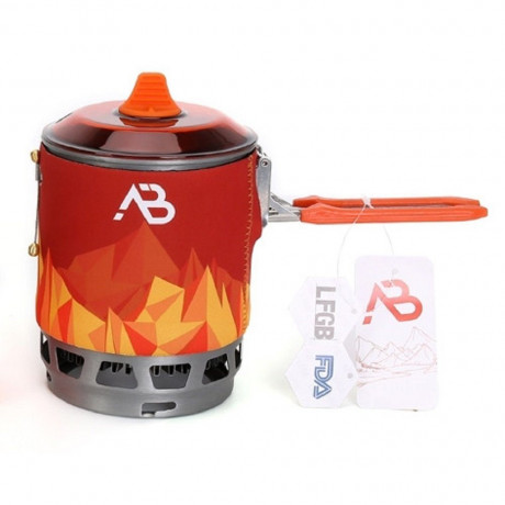 A. Blochl A. Blochl Gaskocher Kochsystem AB-3 Deluxe neu, (Set, 1 Gasherd, 1 Topf mit Warmetauscher, 1 TPE-Ubertopf, 1 Topf Rack, 1 Gas Tank, 1 Stoff-Bezug fur Topf), Windschutz und Warmetauschern ermoglicht ca. 40% weniger Brennstoffverbrauch Система пр