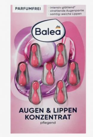 Balea Konzentrat Augen & Lippen, Балеа капсулы для Кожи вокруг глаз и губ в капсулах, 1 упаковка (7 штук)
