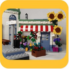 myBrickZ Klemmbausteineset Grosser Bahnhof mit niedlichem Blumenladen Набор зажимных блоков Большая железнодорожная станция с симпатичным цветочным магазином