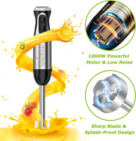 EUARY EUARY Stabmixer Elektrische Stabmixer 5 in1 Purierstab Set Mixstab Hand Blender Mixer, Purierstabmixer Edelstahl 5 in 1 set 1000w Handmixer Zauberstab Mixer  Ручной блендер EUARY, электрический ручной блендер, набор ручных блендеров 5 в 1, палочка д