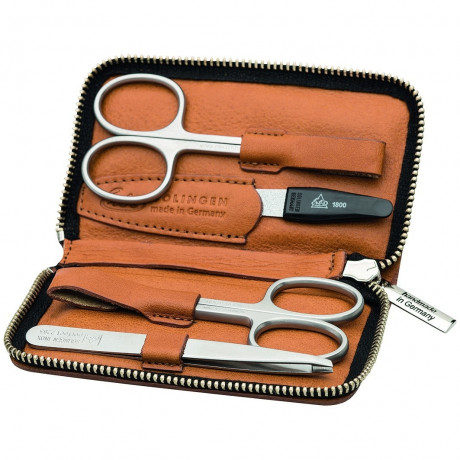 ERBE Manikure Set Reissverschluss-Etui Serie quot;Cognacquot;, 4-tlg. Маникюрный набор на молнии серии "Коньяк", 4 шт.